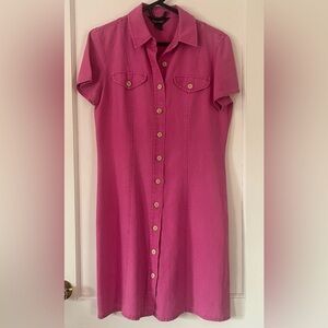 Rafaella Pink Midi Linen Shirt Dress
